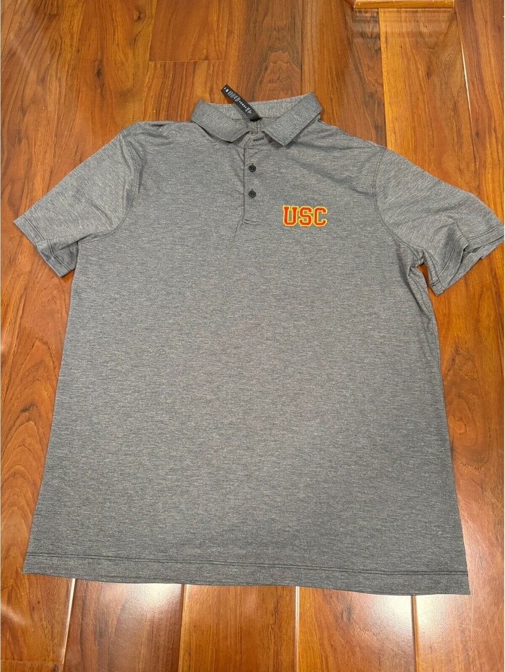 Lululemon Mens XL USC Trojans Evolution Polo Shirt Grey Performance Stretch NCAA